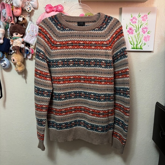 J.Crew men's lambswool fair isle crewneck sweater Sz Medium - Picture 2 of 7